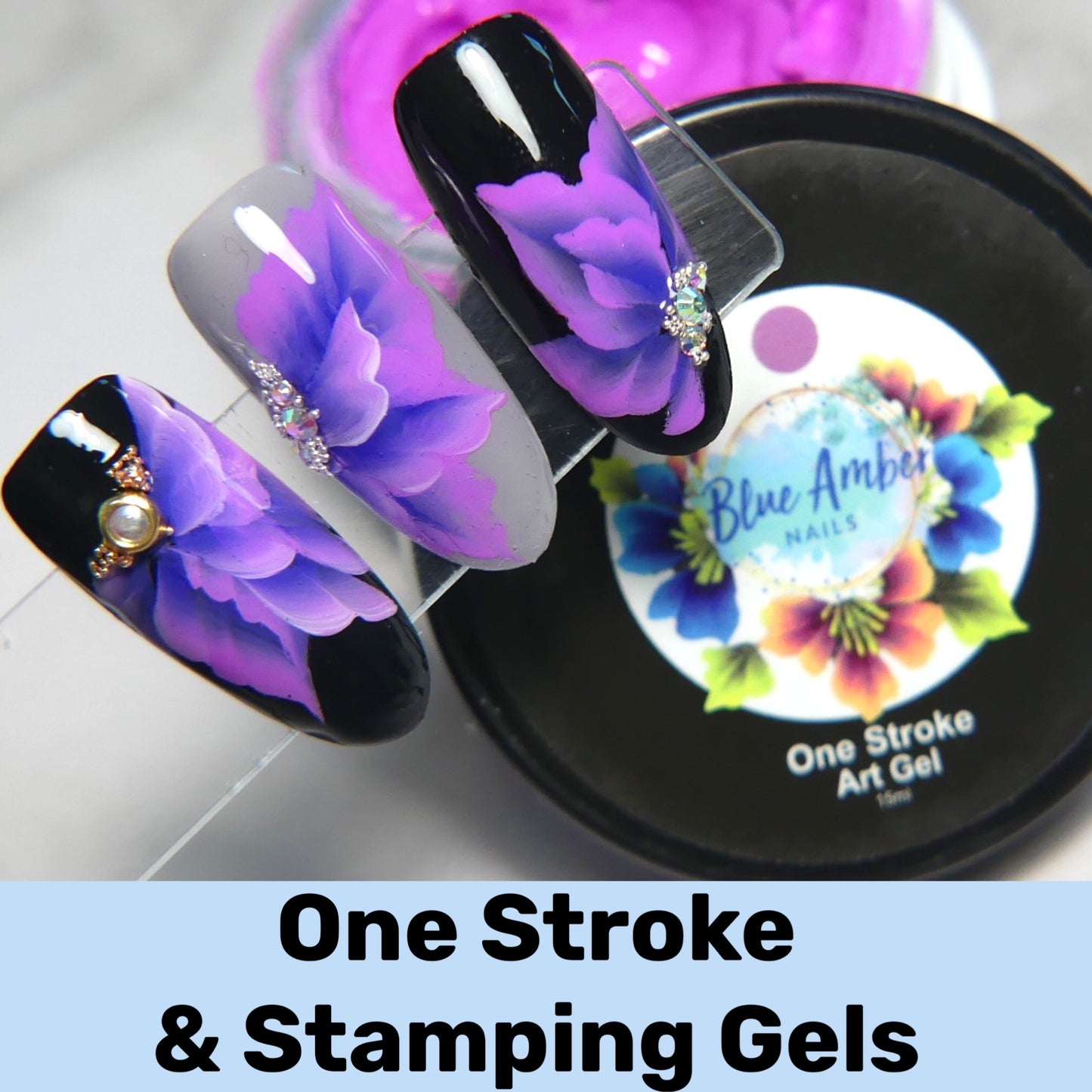 One Stroke Art Gels (Blue Amber Nails)