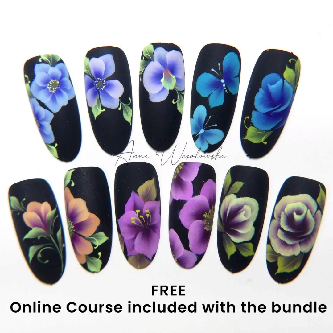 Eye Candy Nails & Training - Black gel polish with one stroke flower nail  art by Elaine Moore on 12 May 2016 at 04:06