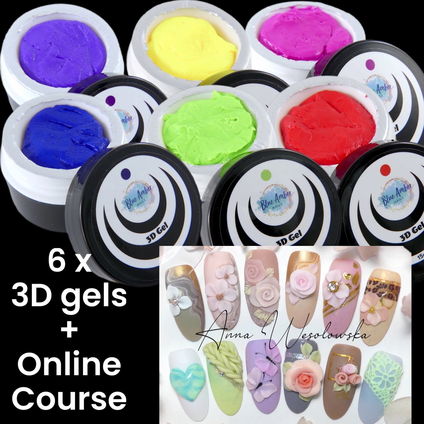 6x 3D gels (15ml each) + online course BUNDLE