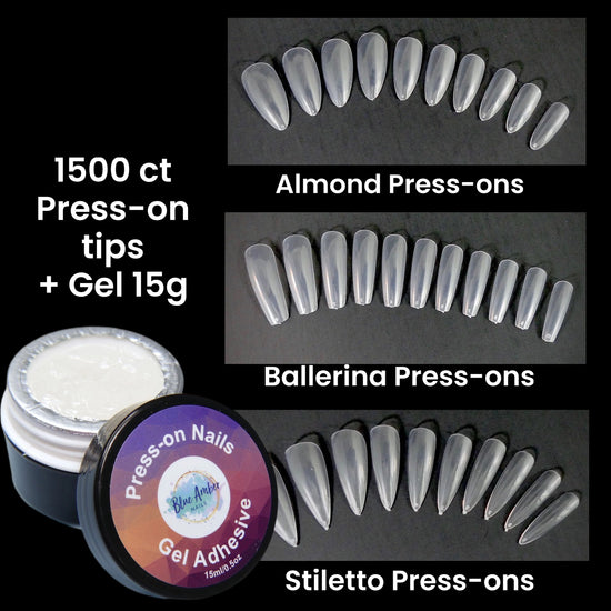 1500 Press-On Nails + Gel Adhesive 15g  BUNDLE
