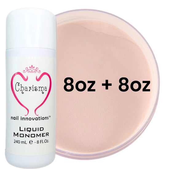 Monomer 8oz + Cover Pink Acrylic Powder 8oz BUNDLE
