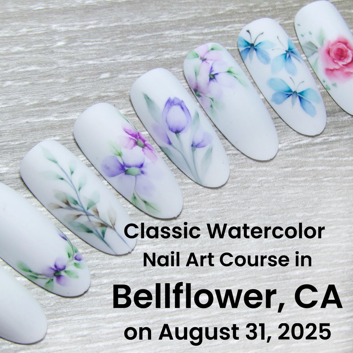Blooming Watercolor Flower Nail Art
