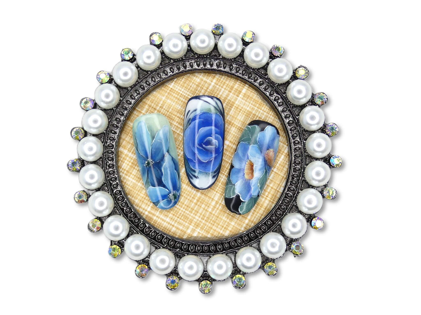 Nail Art Display Plate - Big Pearls, Black Round - My Little Nail Art Shop