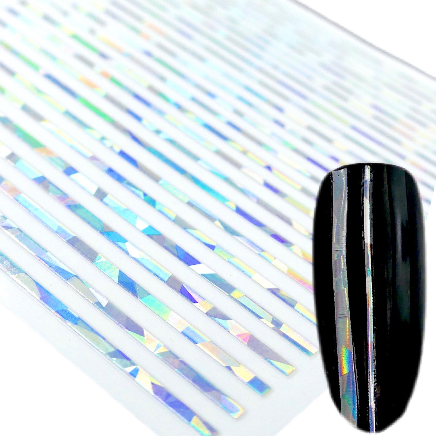 Silver Holographic Stripes - Sticker - My Little Nail Art Shop