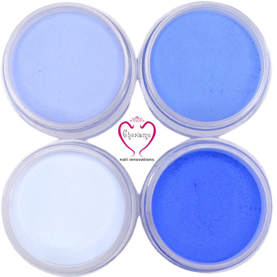 Load image into Gallery viewer, Charisma Nail 3D Acrylic Powder - Cobalt Blues 4pc - My Little Nail Art Shop
