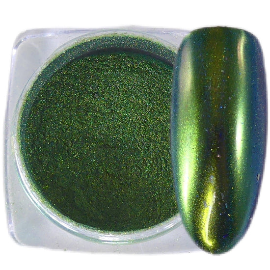 Green & Yellow - Color Shifting Chrome Powder - My Little Nail Art Shop