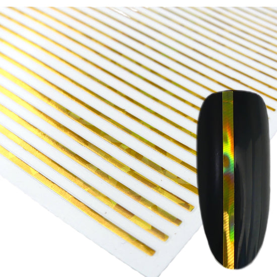 Holographic Gold Stripes - Sticker - My Little Nail Art Shop