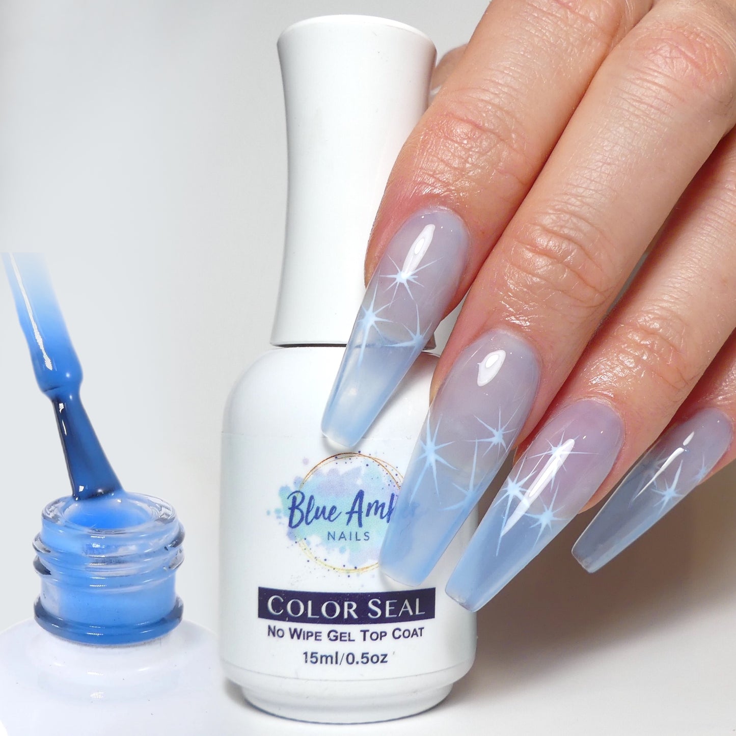 Color Seal Non Wipe Gel Top Coat (milky blue)