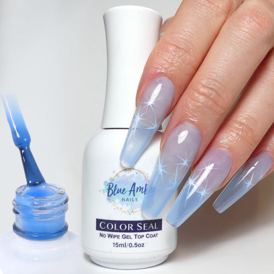 Load image into Gallery viewer, Color Seal Non Wipe Gel Top Coat (milky blue)

