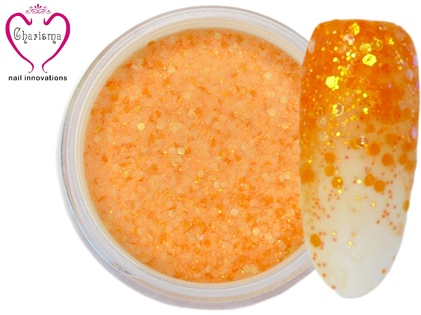 Charisma Nail Acrylic Powder - Glitter Orange 0.5 oz - My Little Nail Art Shop