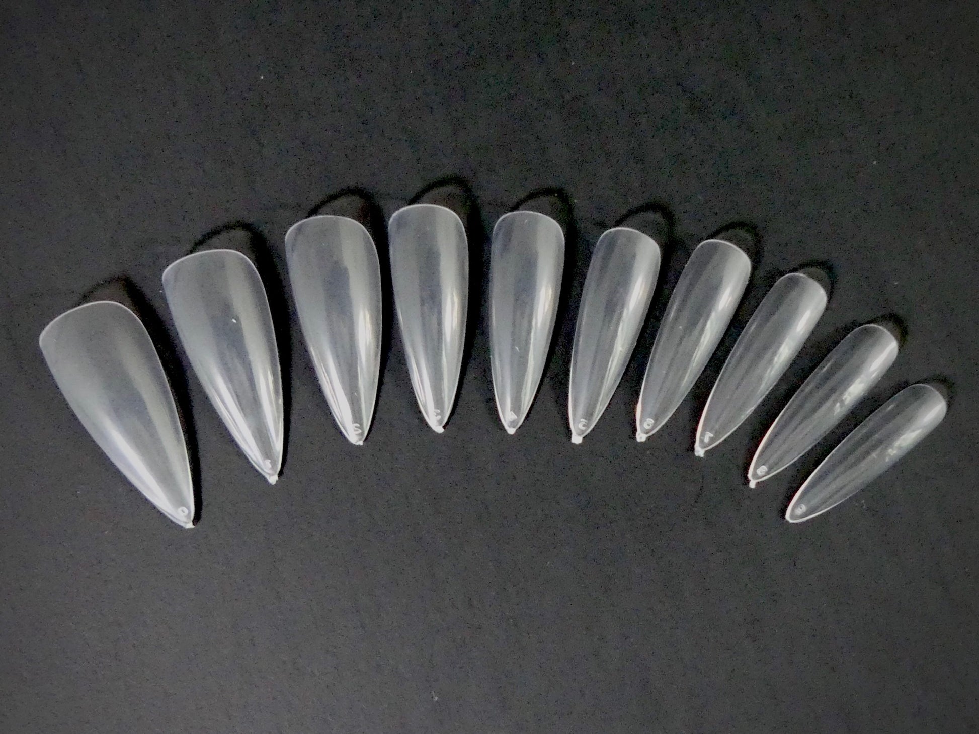 Stiletto Press On Clear Tips, 500ct / 10 sizes - My Little Nail Art Shop