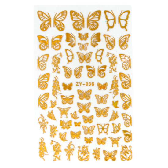 Gold Butterflies Sticker - My Little Nail Art Shop